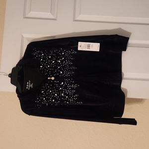 Womens Three Hearts Lightweight Zippered Jacket with Embellishments. Petite M